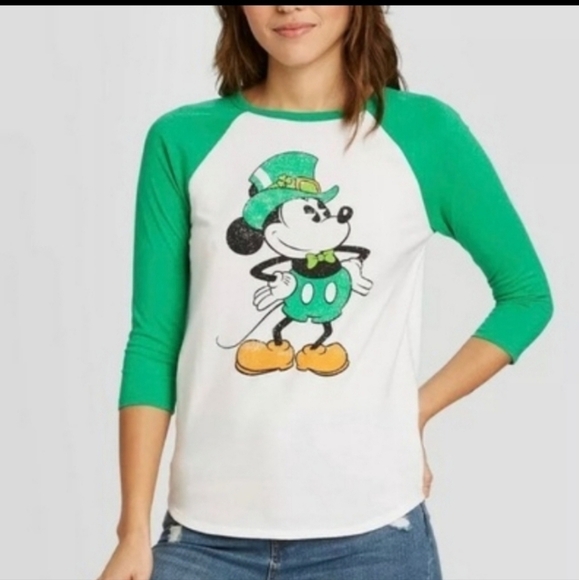 Disney Womens Juniors Mickey St. Patrick's Day T-Shirt Size XS NWT - Picture 1 of 3